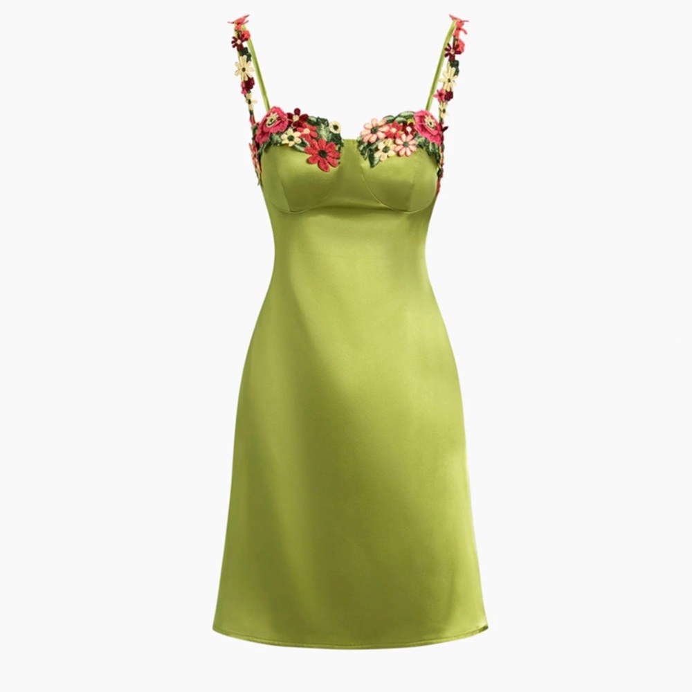 Commense Floral Satin Short Dress